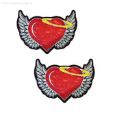 Premium Angel Glitter Heart with Wings and Halo Pasties Nipple Covers